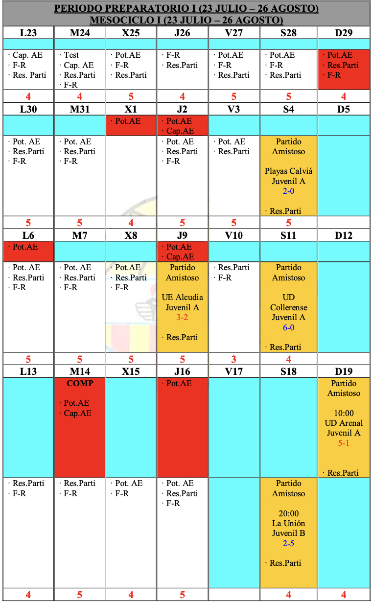 Planificación Completa con todas las sesiones con sus respectivos ejercicios de entrenamiento de un equipo Juvenil Nacional de España (16-18 años). www.futbolentrenamiento.com